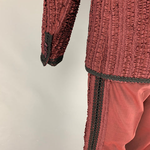 DOLCE & GABBANA SS15 Size 40 Regular Burgundy Black Passementerie 3D Embroidery Virgin Wool 3 Piece Suit
