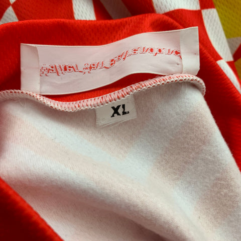 WALTER VAN BEIRENDONCK FW14 Size XL Red White Graphic Nylon Jersey Bike Top