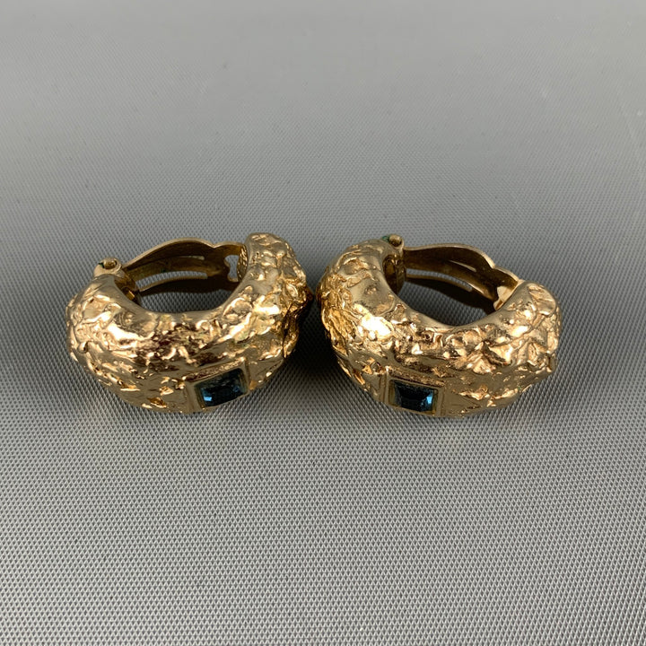 YVES SAINT LAURENT Pendientes de clip de metal azul dorado