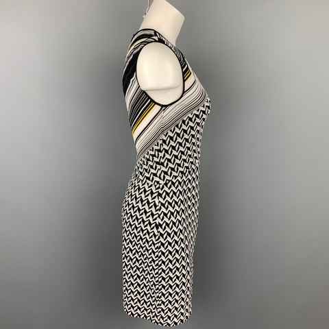MISSONI Size 4 Black & White Zig Zag Knit Sleeveless Dress