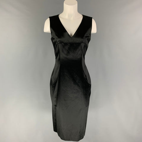 ETRO Vestido de cóctel sin mangas de mezcla de algodón negro talla 6
