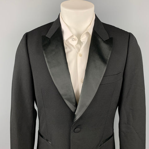 PAUL SMITH Soho Size 40 Regular Black Wool Peak Lapel Sport Coat
