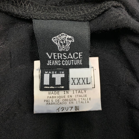 VERSACE JEANS COUTURE Size XXXL Black See Through Logo Viscose Blend Crew-Neck Pullover