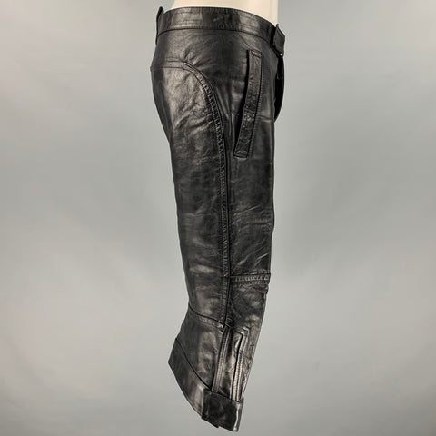 DSQUARED2 Size 30 Black Leather Shorts