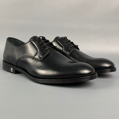 VERSACE COLLECTION Taille 7 Chaussures à lacets en cuir noir
