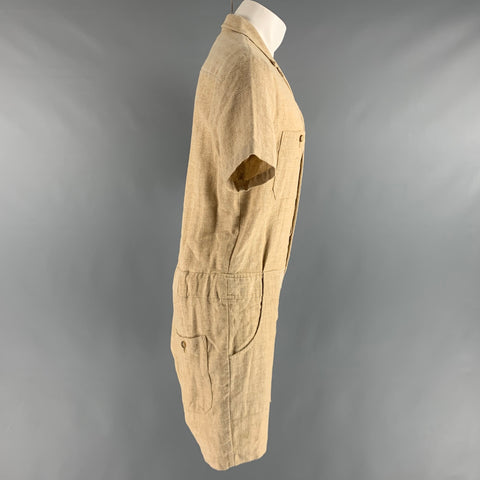 MR. TURK Size M Beige Cream Herringbone Cotton  Linen Jumpsuits