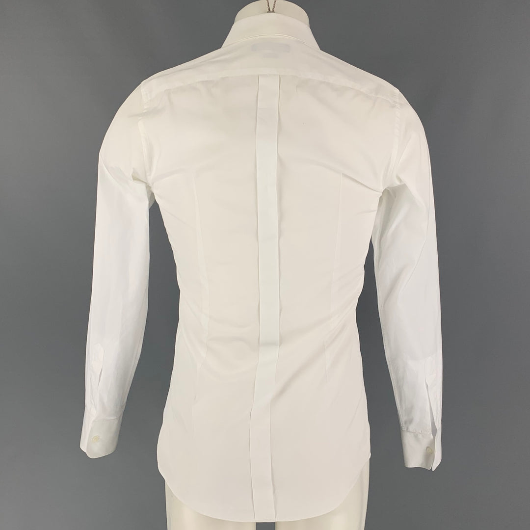 DOLCE & GABBANA Gold Size XS White Cotton Tuxedo Long Sleeve Shirt