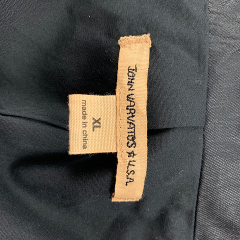 JOHN VARVATOS * U.S.A. Size XL Black Wrinkled Cotton Blend Coat
