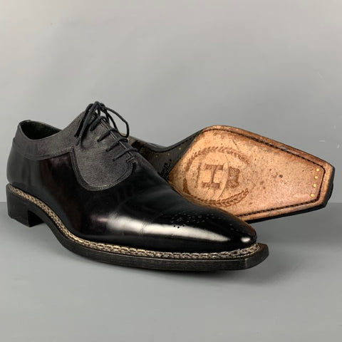 CALZOLERIA HARRIS Taille 12 Chaussures à lacets en cuir perforé noir