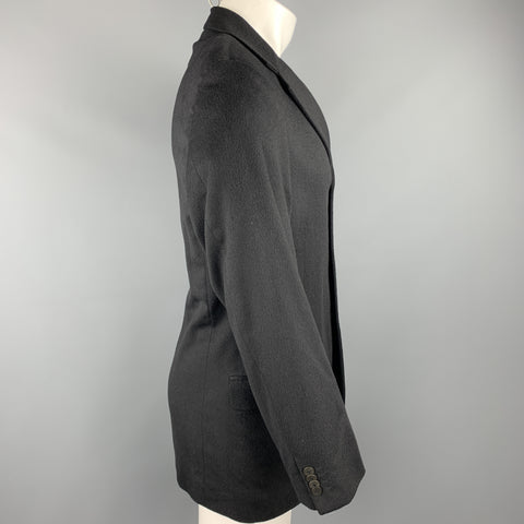 ZANETTI Size 40 Regular Black Cashmere / Wool Sport Coat