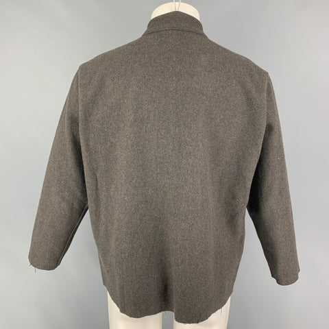 NEEDLES Chaqueta con media tapeta de nailon y lana gris talla M