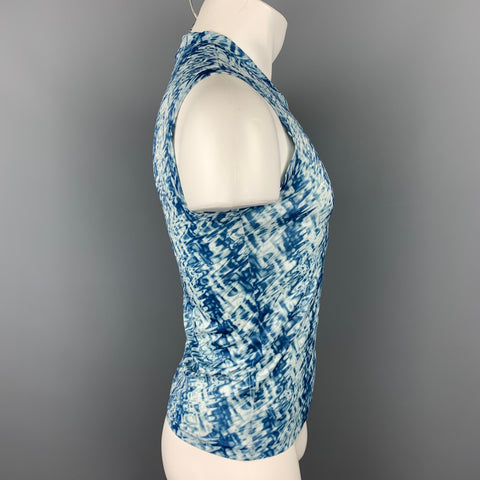 F8 Size S Blue Abstract Polyester Sleeveless T-shirt