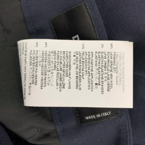 DSQUARED2 Size 34 Navy Wool Cropped Pleated Overlay Casual Pants
