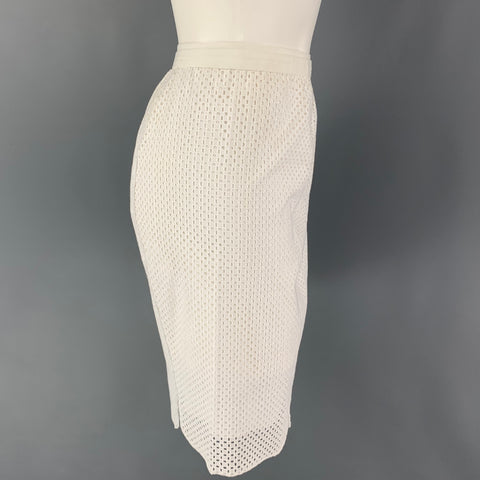 ELIE TAHARI Size 4 White Cotton Skirt