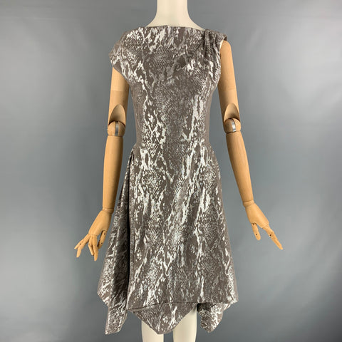 VIVIENNE WESTWOOD Vestido asimétrico de mezcla de algodón color topo y plateado metálico talla 2