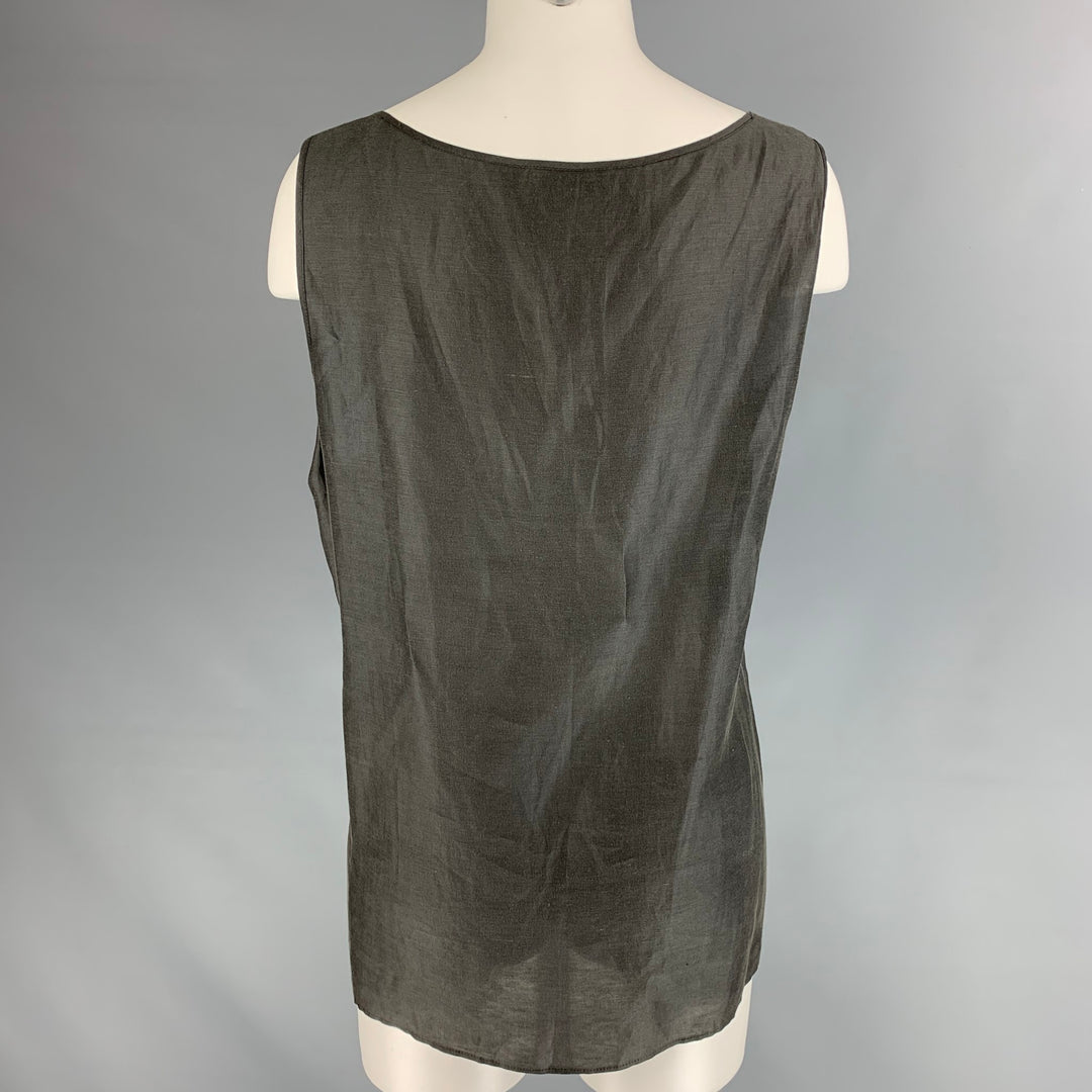 GIORGIO ARMANI Size 12 Slate Linen & Silk Blouse