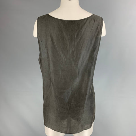 GIORGIO ARMANI Size 12 Slate Linen & Silk Blouse