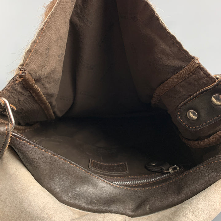 MAISON MARGIELA Beige & Brown Leather Animal Hide Shoulder Bag