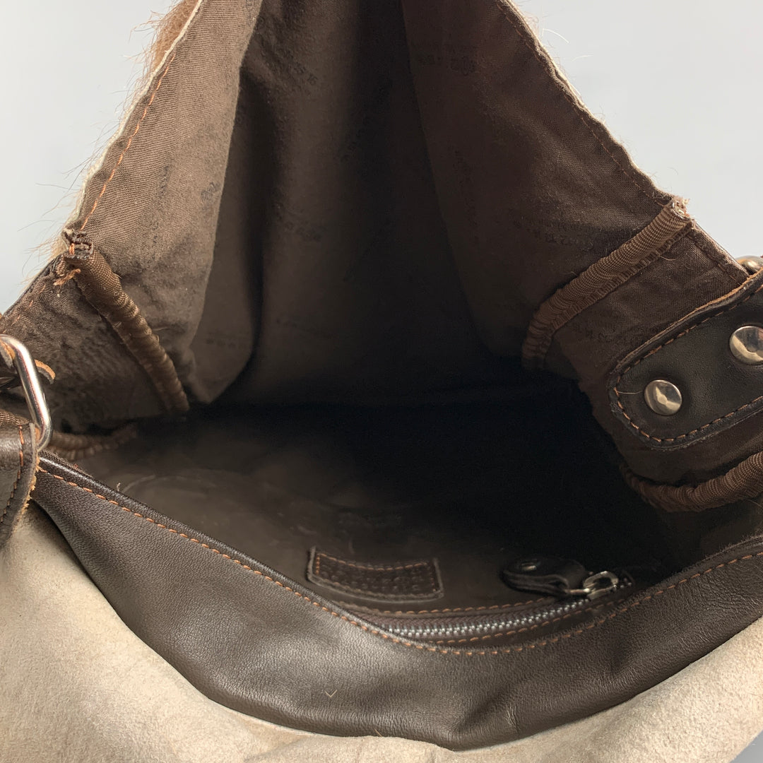 MAISON MARGIELA Sac à bandoulière en cuir beige et marron en peau d'animal