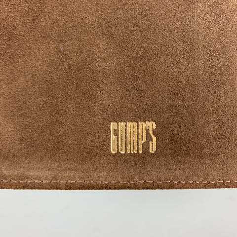 GUMP'S Embossed Brown Leather Book Case / Writing Folder