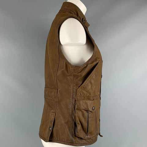 RALPH LAUREN Chaleco de cuero marrón talla M