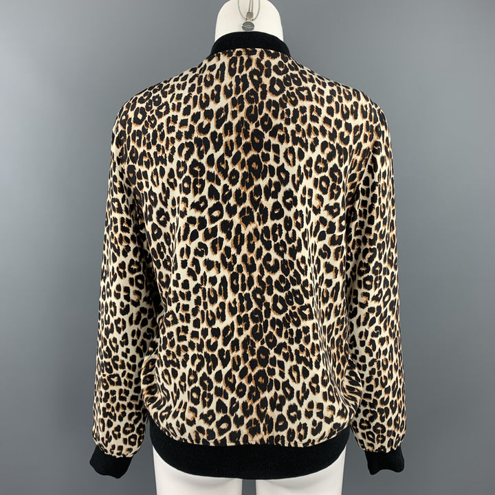 EQUIPMENT Size S Black & Tan Leopard Silk Jacket