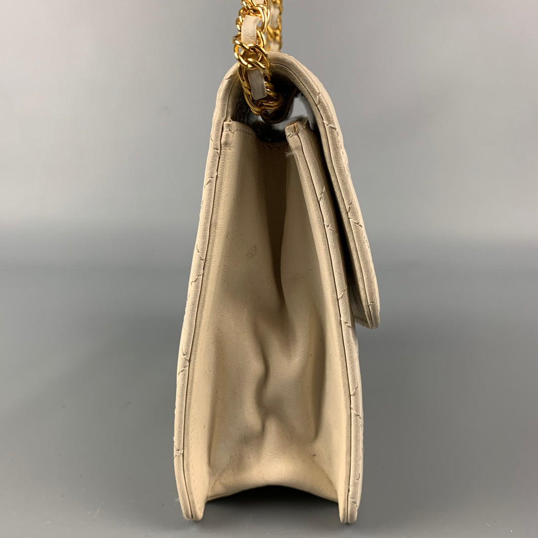 Vintage KIMIJIMA Cream & Gold Quilted Leather Shoulder Bag