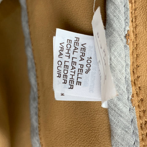 BRUNELLO CUCINELLI Size L Tan Leather Zip Up Jacket