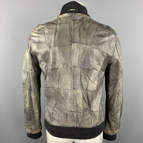 D&G by DOLCE & GABBANA Size 38 Grey Bomber Leather Jacket