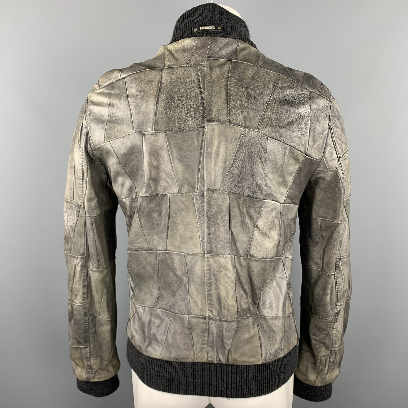 D&G by DOLCE & GABBANA Size 38 Grey Bomber Leather Jacket