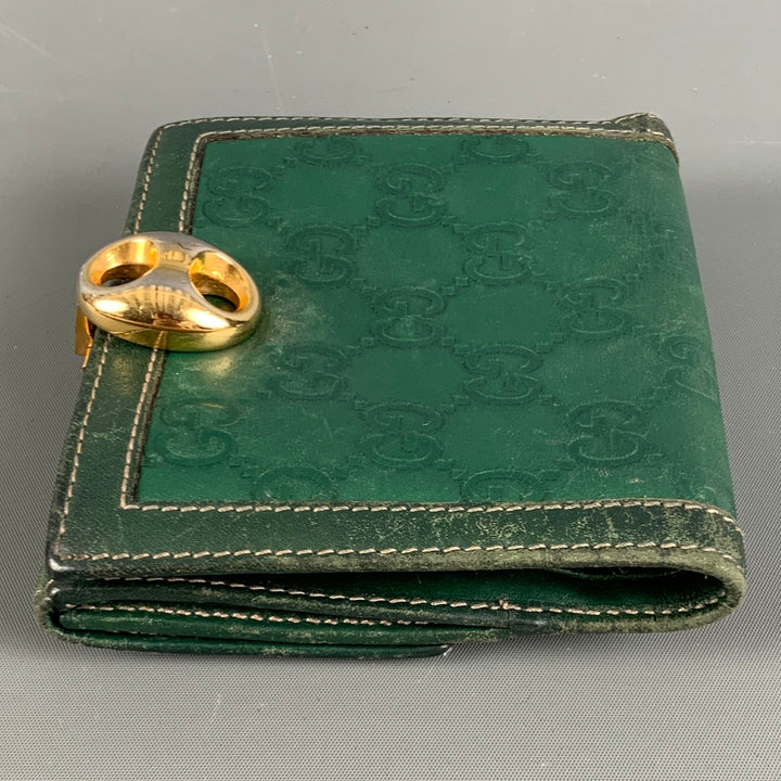 GUCCI Green Monogram Leather Wallet