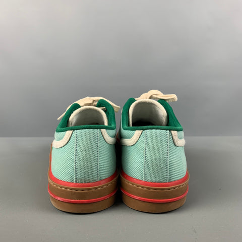 GUCCI Talla 9 Azul Verde Rojo Bloque de color Algodón Zapatillas bajas