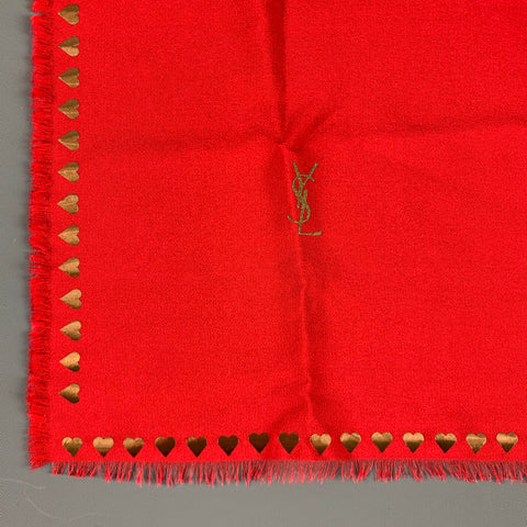 YSL Red Gold Heart Pocket Square