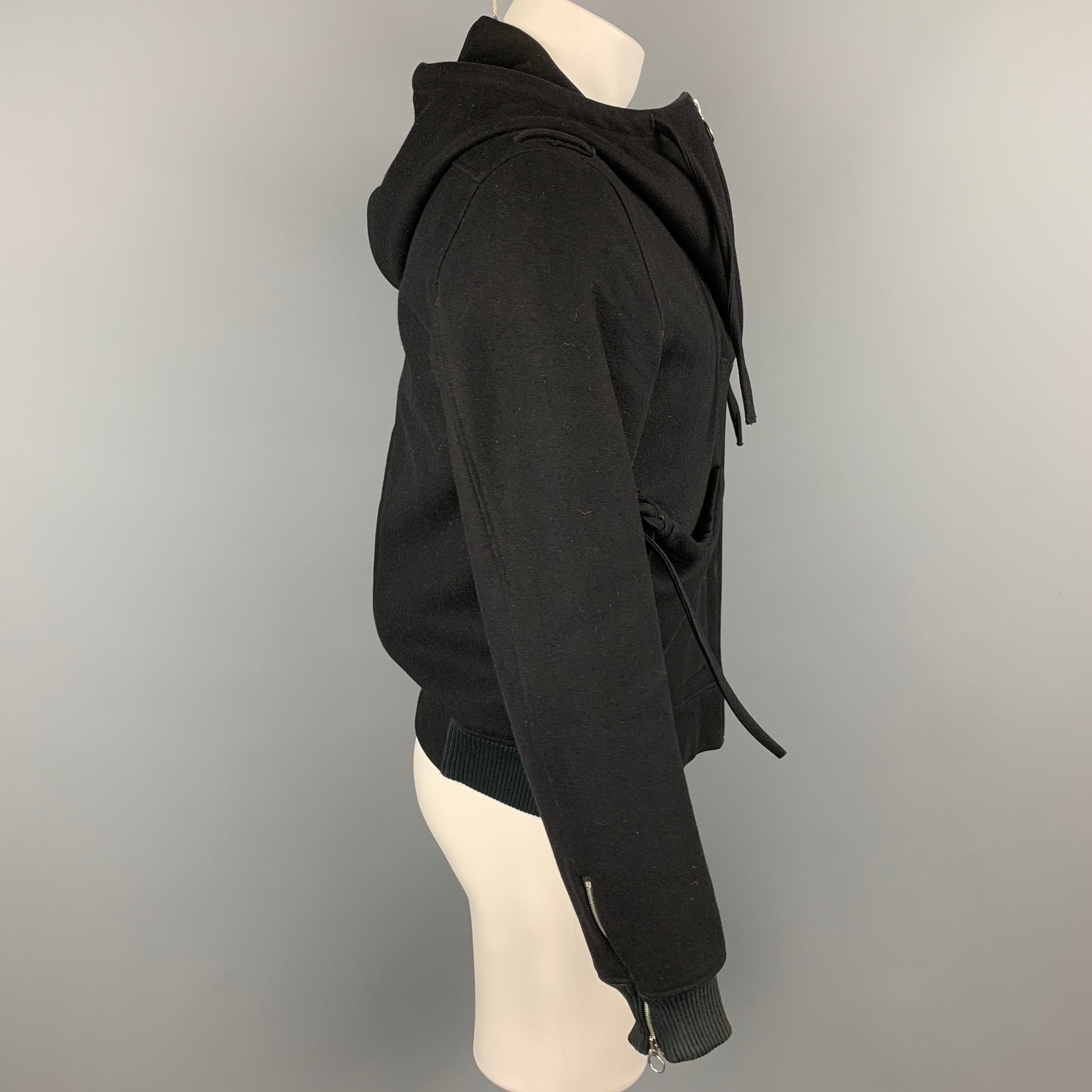 KRIS VAN ASSCHE Size 38 Black Wool Blend Hooded Jacket – Sui