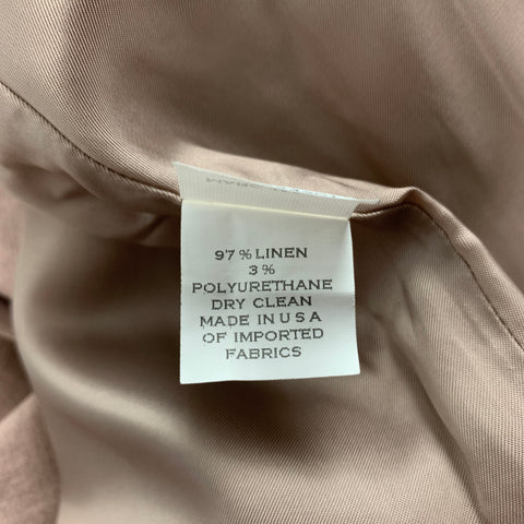 MARC JACOBS Size 2 Pink Linen Blend Wrinkled Belted Trench Coat