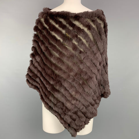 BCBG Max Azria One Size Brown Knitted Wool / Acrylic Poncho