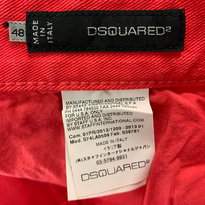 DSQUARED2 Size 32 Red Cotton Elastane Button Fly Jeans