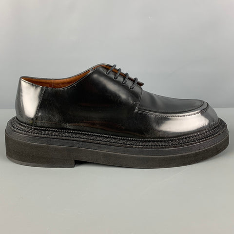 MARSELL Size 12 Black Antique Leather Platform Lace Up Shoes