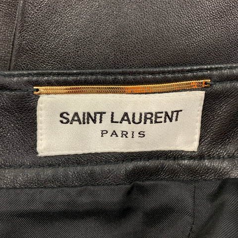 SAINT LAURENT Falda lápiz de piel de cordero negra talla 2