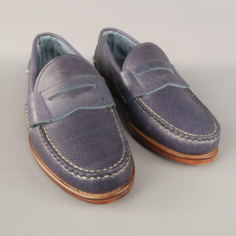 RALPH LAUREN Eltham II Country Grain Size 7.5 Navy Solid Leather Penny Loafers