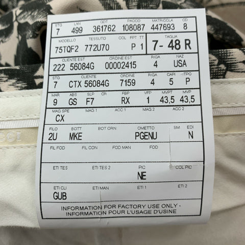 GUCCI Size 32 Cream Black Floral Cotton Flat Front Dress Pants