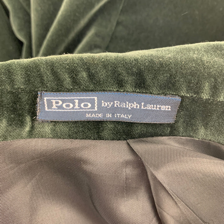 POLO by RALPH LAUREN Size 44 Regular Green Velvet Cotton Peak Lapel Sport Coat