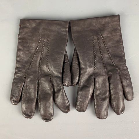VINTAGE Taille S Gants en cuir cachemire marron
