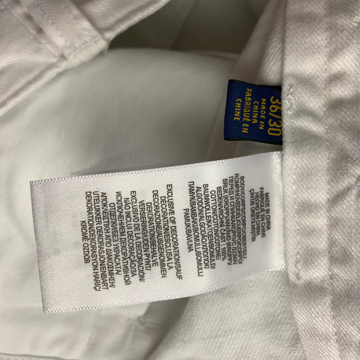 RALPH LAUREN GI CHINO Talla 36 Vaqueros con bragueta de botones de algodón con estampado blanco