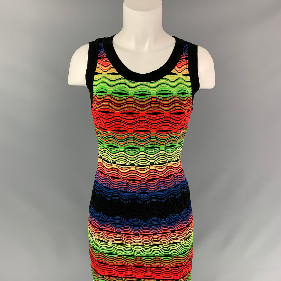 M MISSONI Size 6 Multi-Color Cotton Blend Knitted Shift Dress