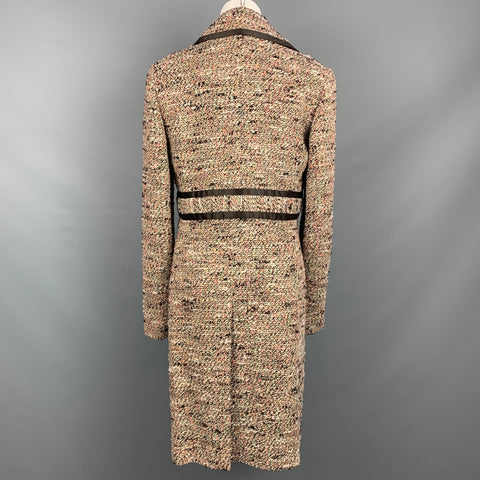 MONIQUE LHUILLIER Size 10 Multi-Color Tweed Wool Blend Coat