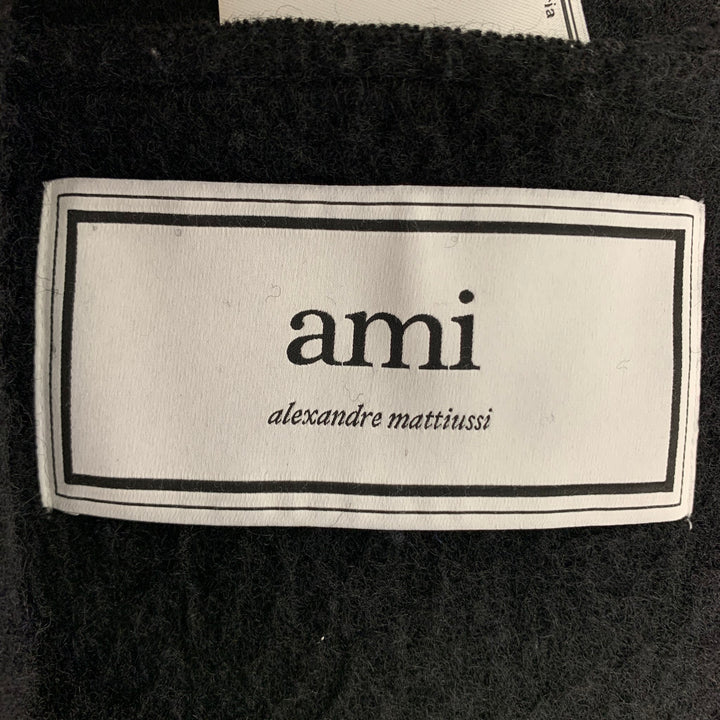 AMI by ALEXANDRE MATTIUSSI Size M Black Textured Wool Buttoned Coat