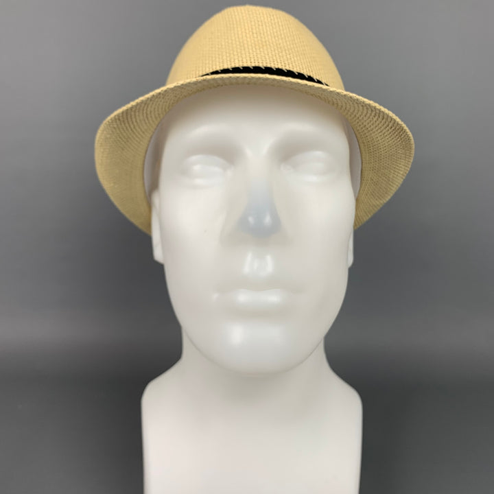 SUN 'N' SAND Natural & Black Woven Raffia Fedora Hat