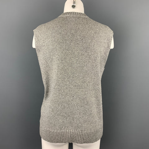 DRIES VAN NOTEN Taille S Gilet en mélange de laine géométrique tricoté argenté