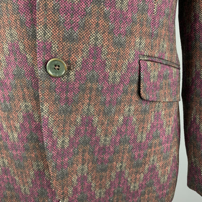ETRO Chest Size 42 Print Multi-Color Wool Blend Notch Lapel Sport Coat